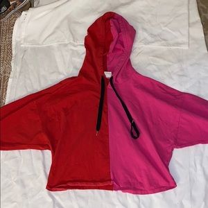Color block cropped hoodie